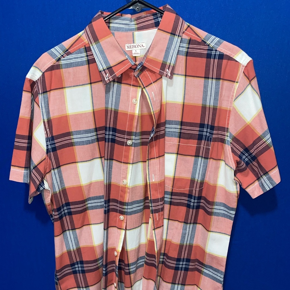 Merona Orange Plaid Short-Sleeve Button Down